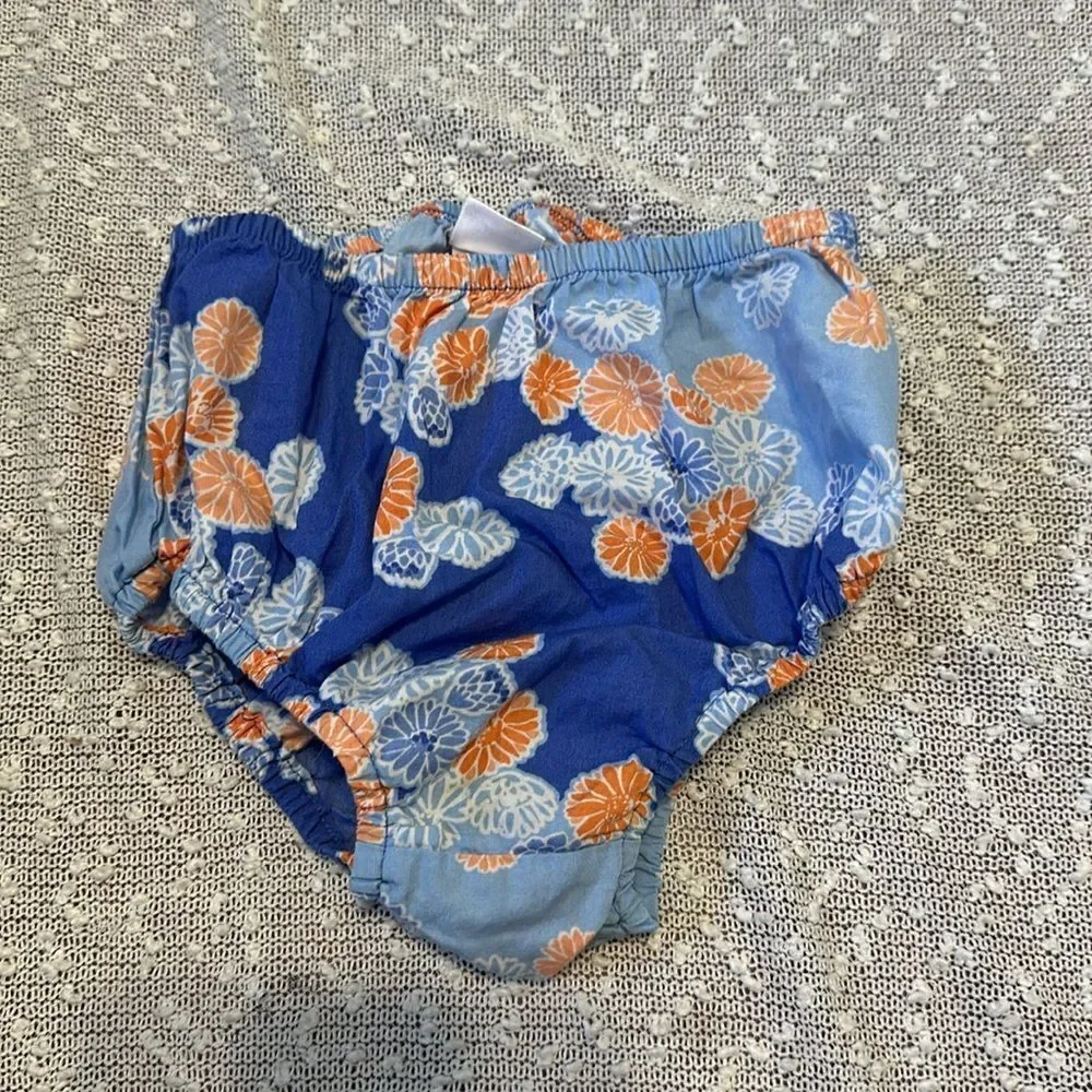 JANIE AND JACK Floral Blue and Orange Cotton Dress 12-18m 12m 18m